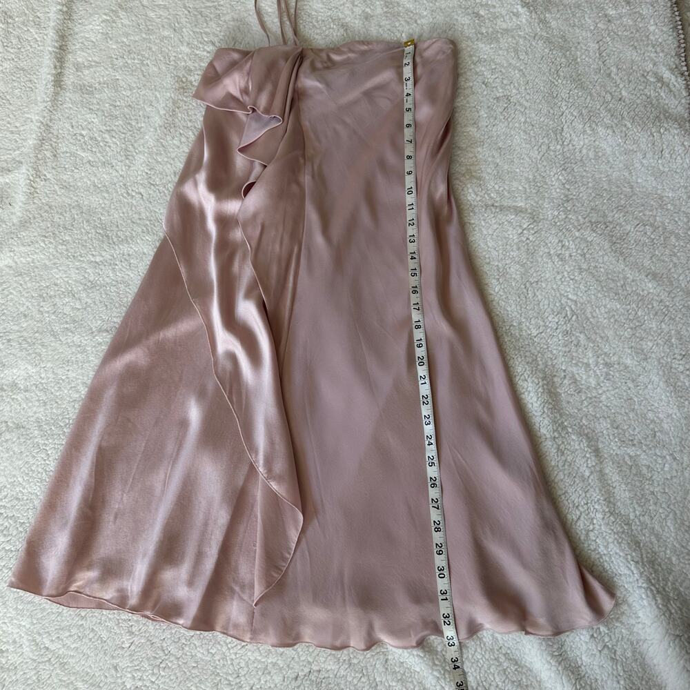 Renato Nucci Paris 100% Silk Blush Ruffle Slip Dress Midi Elegant French Design - Picture 6 of 13